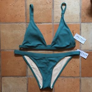 LA Hearts Ribbed Teal Bikini